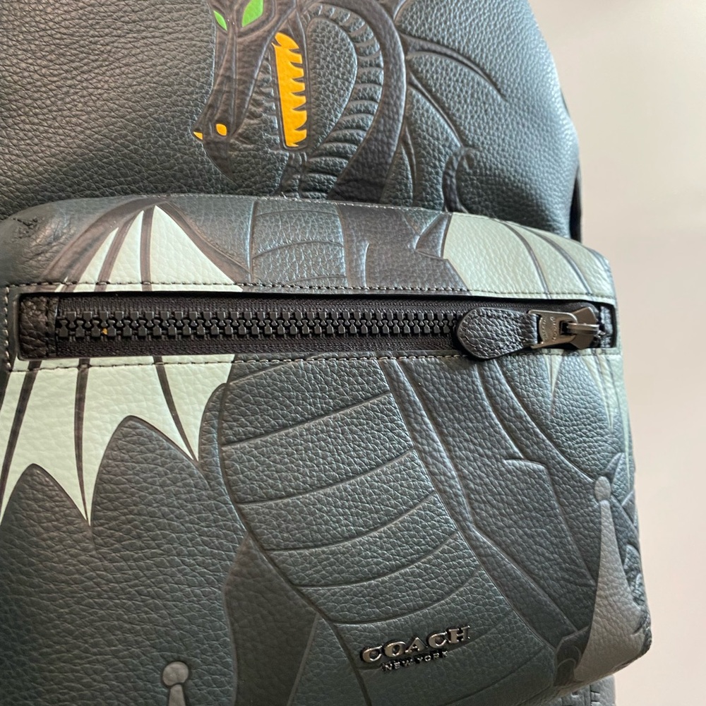 NWT Disney X Coach West Backpack Leather Villain Maleficent Dragon Graphic Bag - Picture 7 of 14